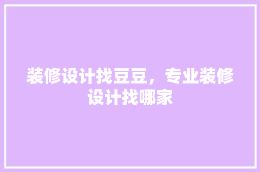 装修设计找豆豆，专业装修设计找哪家