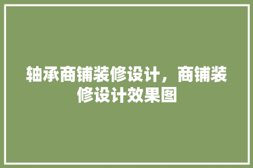 轴承商铺装修设计，商铺装修设计效果图