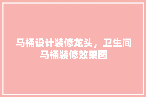 马桶设计装修龙头，卫生间马桶装修效果图