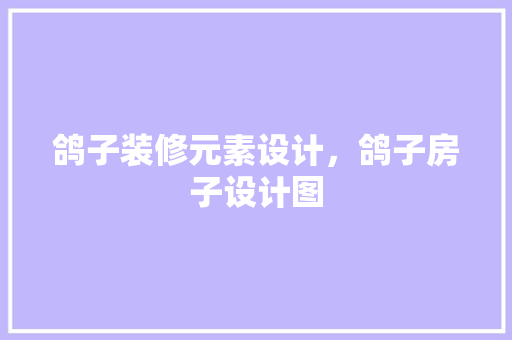 鸽子装修元素设计，鸽子房子设计图