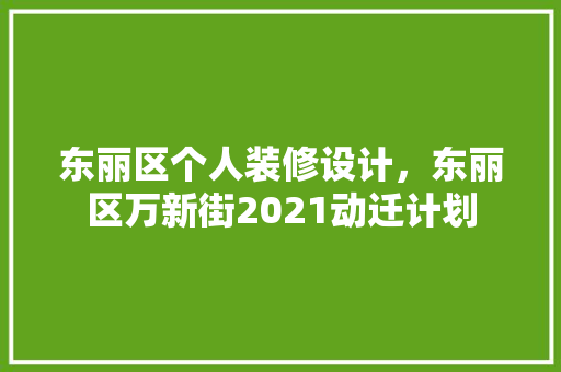 东丽区个人装修设计，东丽区万新街2021动迁计划