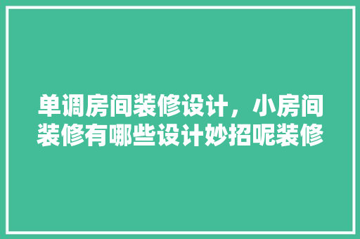 单调房间装修设计，小房间装修有哪些设计妙招呢装修过的来说一下吧!