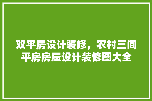 双平房设计装修，农村三间平房房屋设计装修图大全