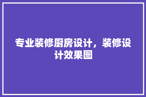 专业装修厨房设计，装修设计效果图 知识问答