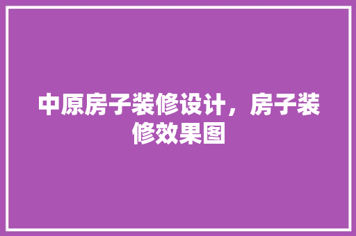 中原房子装修设计，房子装修效果图