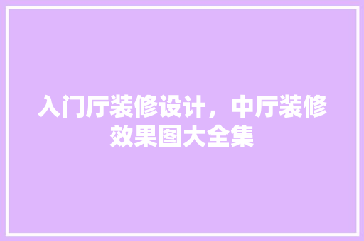 入门厅装修设计，中厅装修效果图大全集