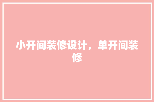 小开间装修设计，单开间装修