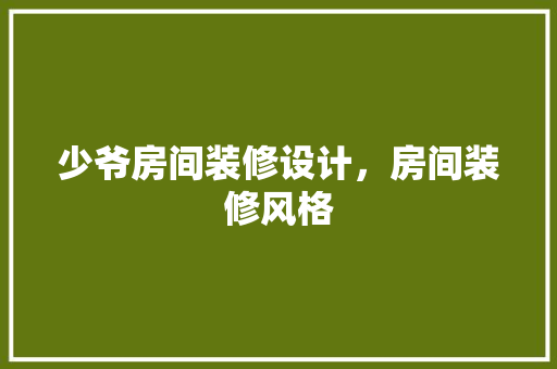 少爷房间装修设计，房间装修风格