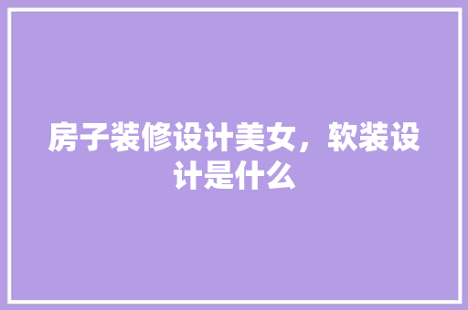 房子装修设计美女，软装设计是什么