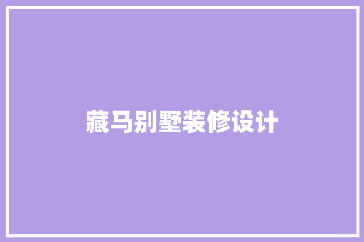 藏马别墅装修设计