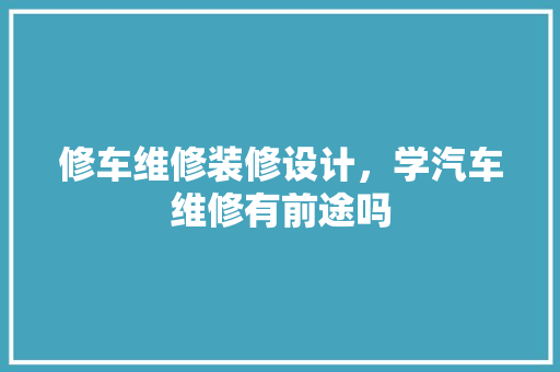 修车维修装修设计，学汽车维修有前途吗