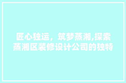 匠心独运，筑梦蒸湘,探索蒸湘区装修设计公司的独特魅力