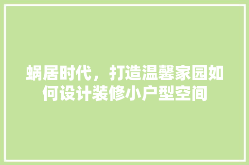 蜗居时代，打造温馨家园如何设计装修小户型空间