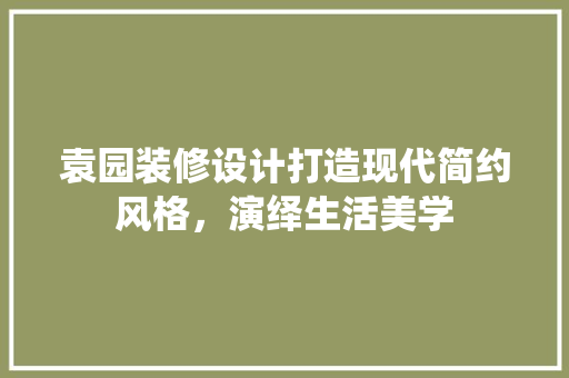 袁园装修设计打造现代简约风格，演绎生活美学