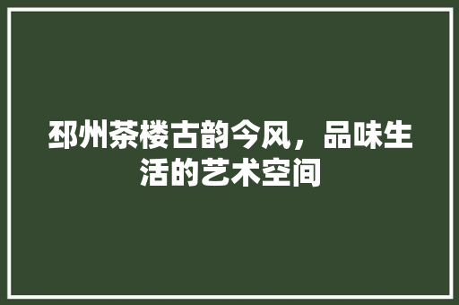 邳州茶楼古韵今风，品味生活的艺术空间
