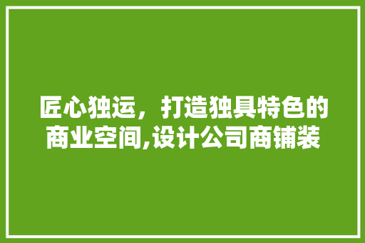 匠心独运，打造独具特色的商业空间,设计公司商铺装修例子