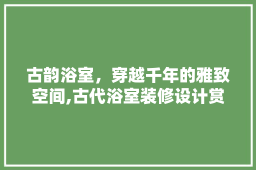 古韵浴室，穿越千年的雅致空间,古代浴室装修设计赏析