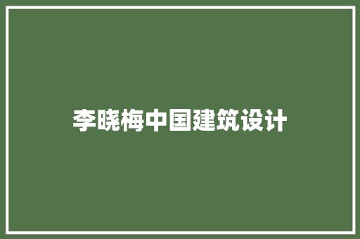 李晓梅中国建筑设计 常见问题