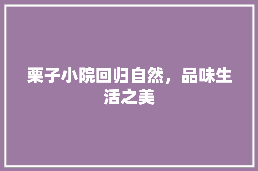 栗子小院回归自然，品味生活之美