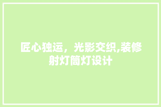 匠心独运，光影交织,装修射灯筒灯设计