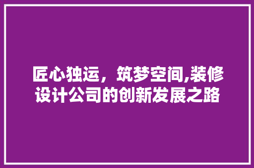 匠心独运，筑梦空间,装修设计公司的创新发展之路