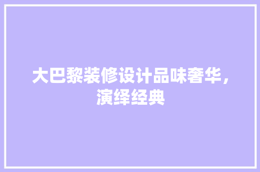 大巴黎装修设计品味奢华，演绎经典