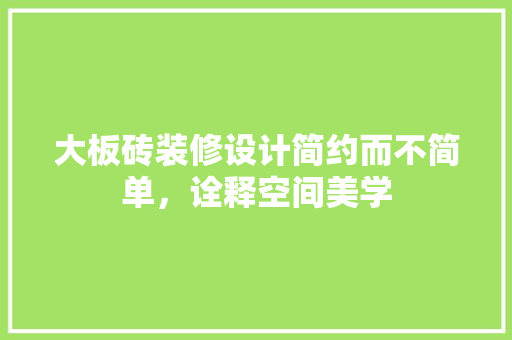 大板砖装修设计简约而不简单，诠释空间美学