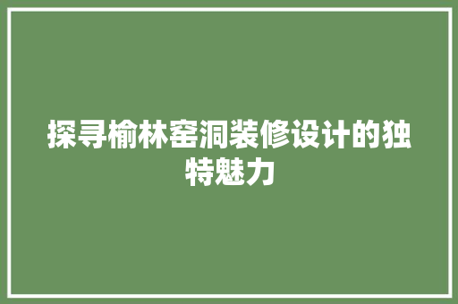 探寻榆林窑洞装修设计的独特魅力