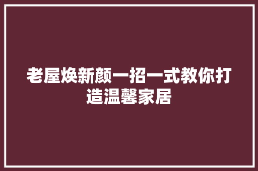 老屋焕新颜一招一式教你打造温馨家居