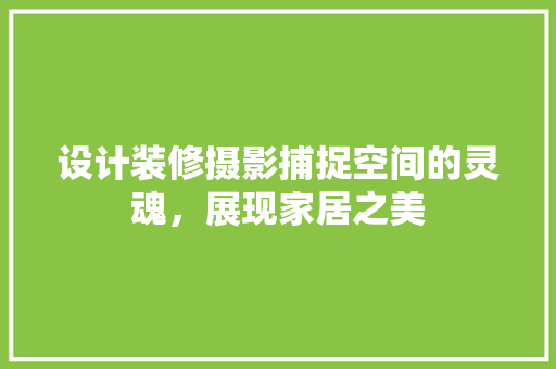 设计装修摄影捕捉空间的灵魂，展现家居之美 建筑设计
