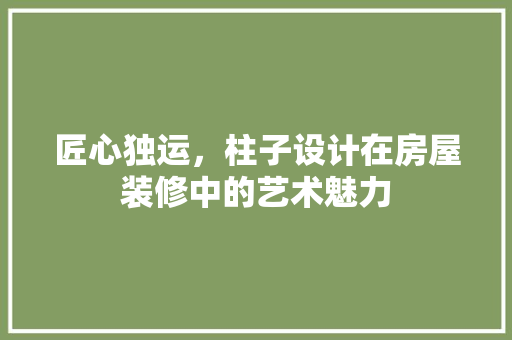 匠心独运，柱子设计在房屋装修中的艺术魅力