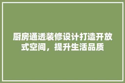 厨房通透装修设计打造开放式空间，提升生活品质