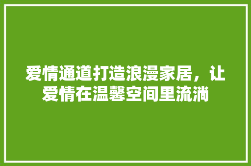 爱情通道打造浪漫家居，让爱情在温馨空间里流淌