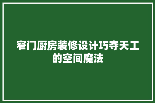 窄门厨房装修设计巧夺天工的空间魔法