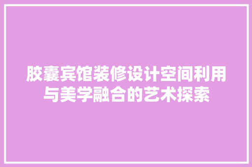 胶囊宾馆装修设计空间利用与美学融合的艺术探索