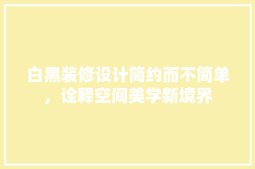 白黑装修设计简约而不简单，诠释空间美学新境界