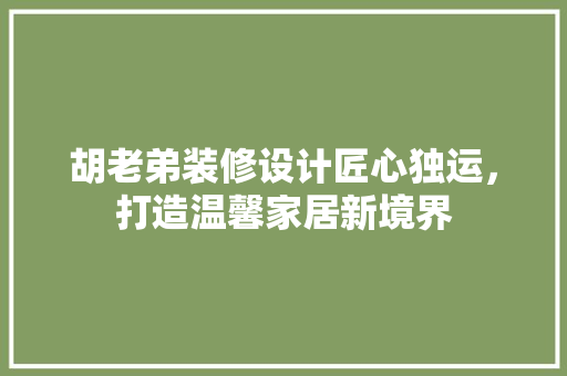 胡老弟装修设计匠心独运，打造温馨家居新境界 公共建筑设计