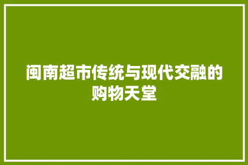 闽南超市传统与现代交融的购物天堂