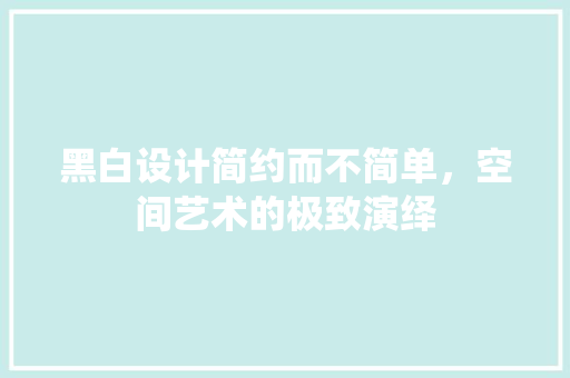 黑白设计简约而不简单，空间艺术的极致演绎