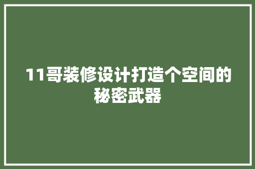 11哥装修设计打造个空间的秘密武器 公共建筑设计