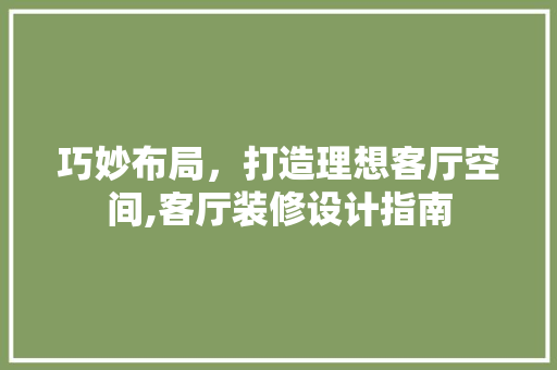 巧妙布局，打造理想客厅空间,客厅装修设计指南