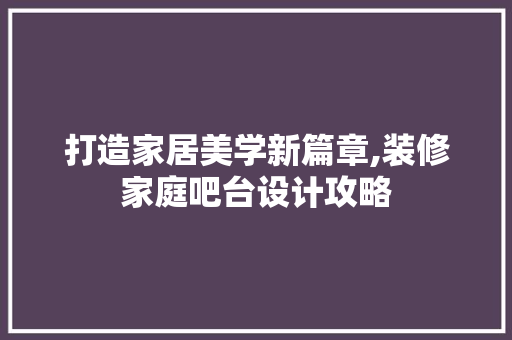 打造家居美学新篇章,装修家庭吧台设计攻略