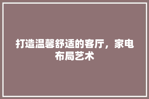 打造温馨舒适的客厅，家电布局艺术