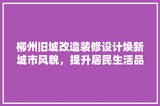 柳州旧城改造装修设计焕新城市风貌，提升居民生活品质