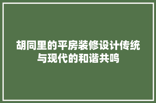 胡同里的平房装修设计传统与现代的和谐共鸣 材料设备