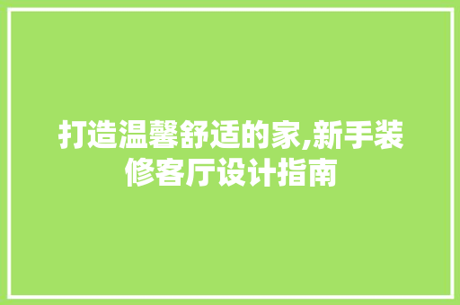 打造温馨舒适的家,新手装修客厅设计指南