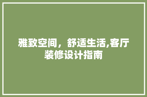 雅致空间，舒适生活,客厅装修设计指南