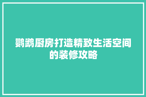 鹦鹉厨房打造精致生活空间的装修攻略 常用建材