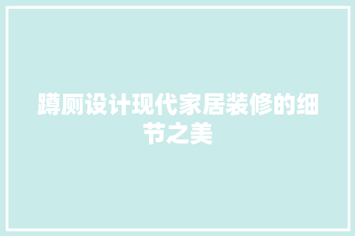 蹲厕设计现代家居装修的细节之美