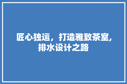 匠心独运，打造雅致茶室,排水设计之路